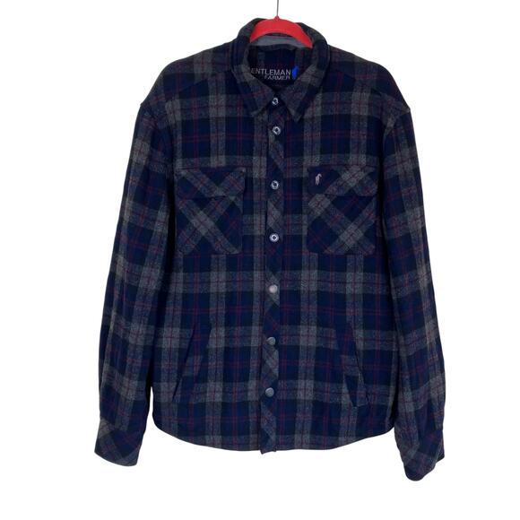 Gentleman Farmer Other - Gentleman Farmer Mens Sz L Wool Blend Plaid Shacket Jacket Preppy Classic Fall
